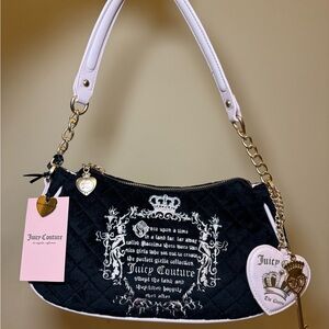 NWT Juicy Couture Juicy Tale Black Pink Quilted Purse Shoulder Bag Y2K Vintage
